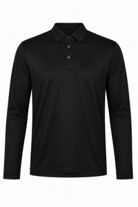 Polo mercerisé manches longues · Noir