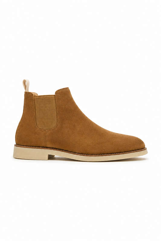 Chelsea-Boot aus Veloursleder · Camel