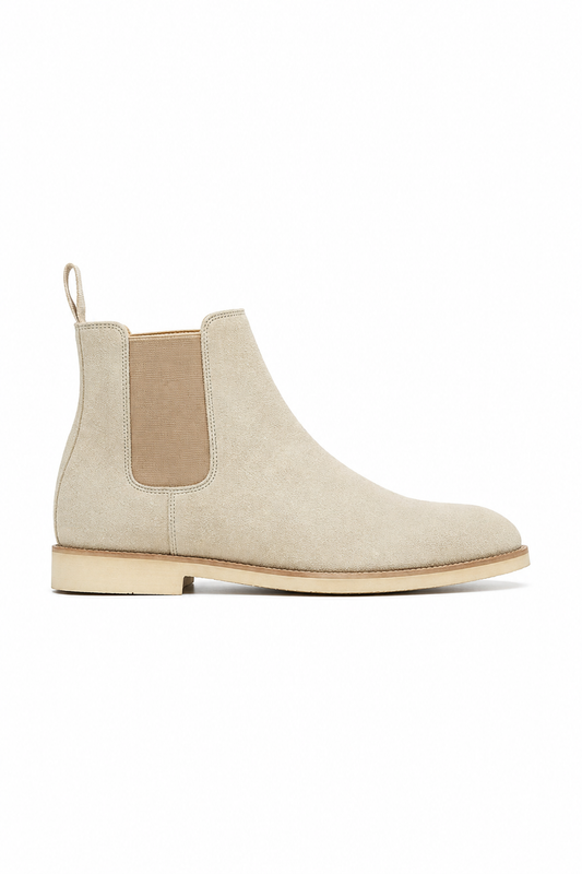 Stivaletto Chelsea in camoscio · Crema