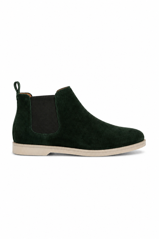 Chelsea-Boot aus Veloursleder · Waldgrün
