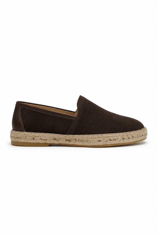 Suede espadrille loafer · Dark coffee brown