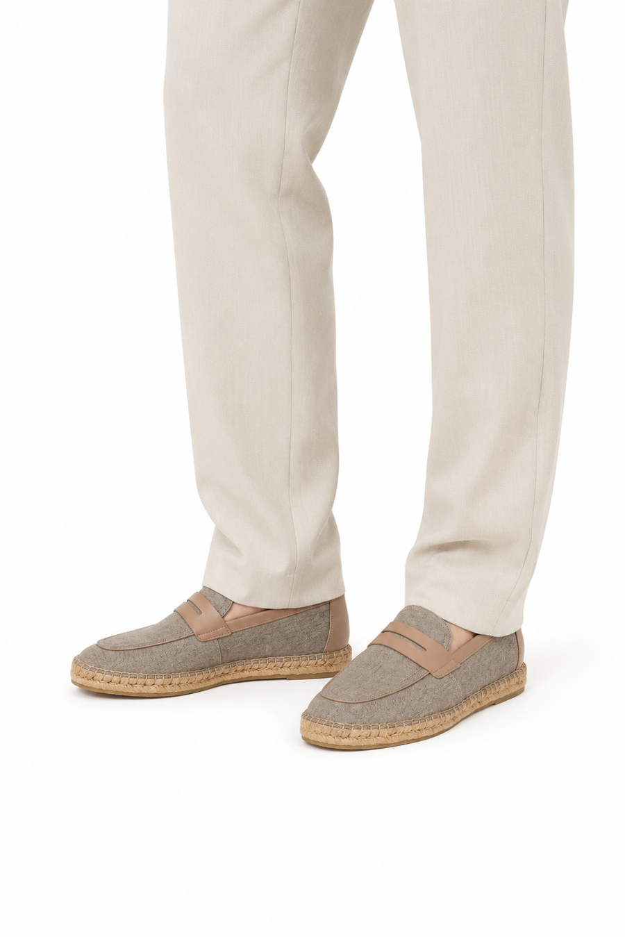 Mocassino espadrilla in lino · Grigio — Vista 4