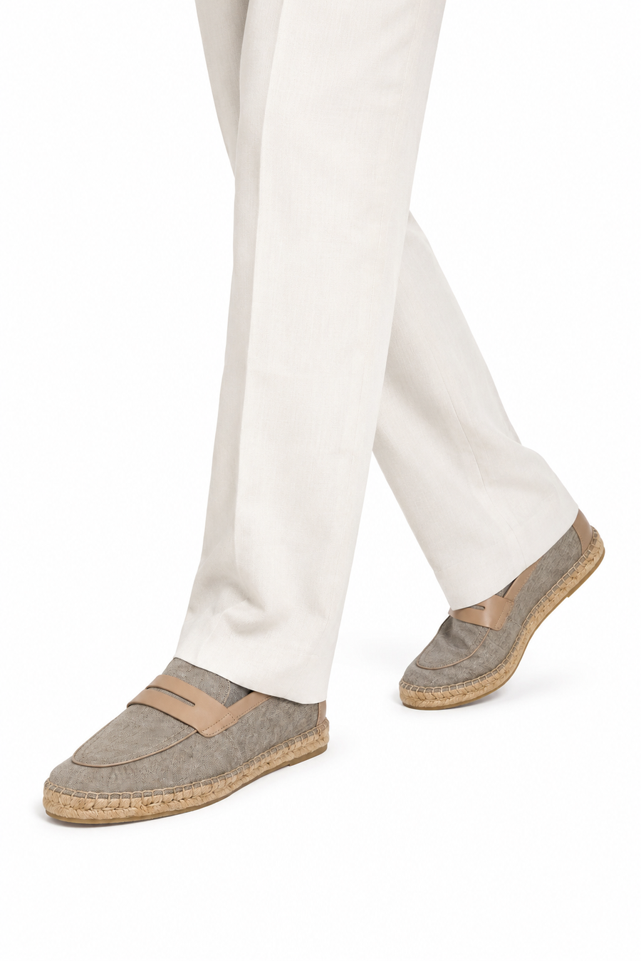 Mocassino espadrilla in lino · Grigio — Vista 5