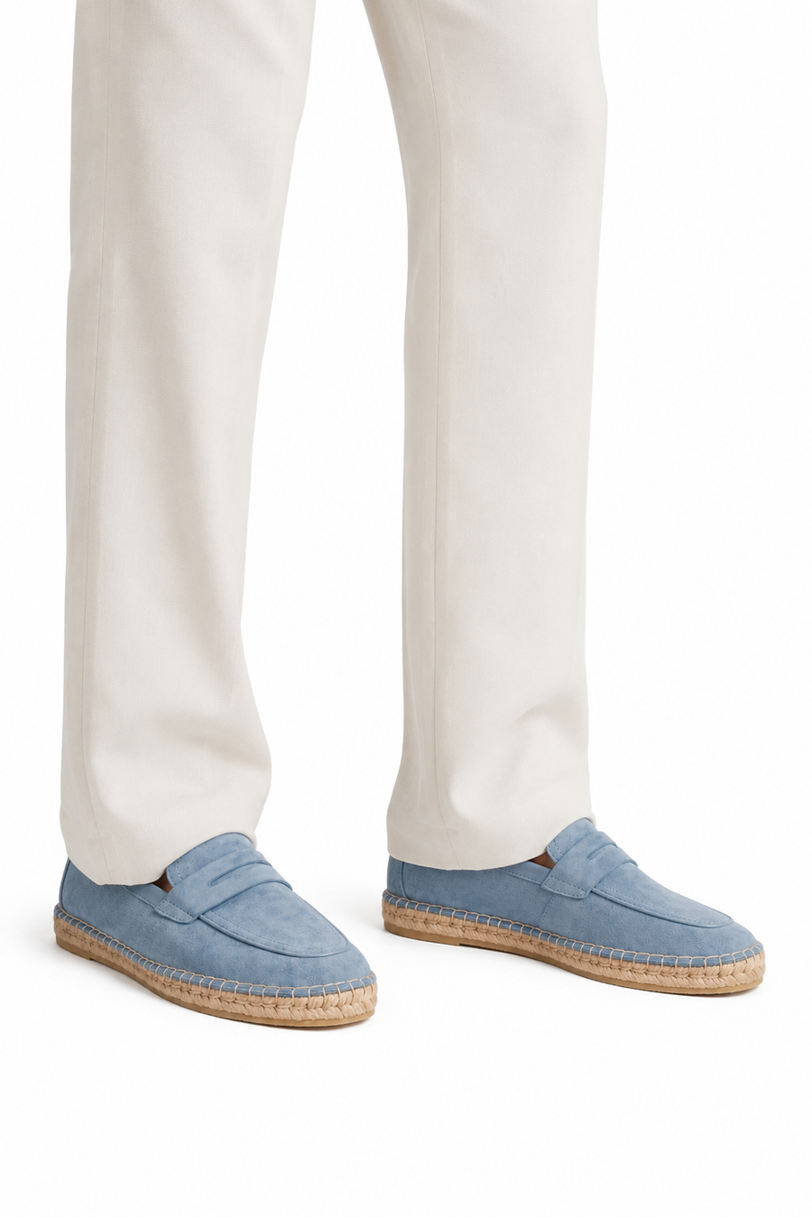 Suede espadrille loafer · Sky blue — View 4