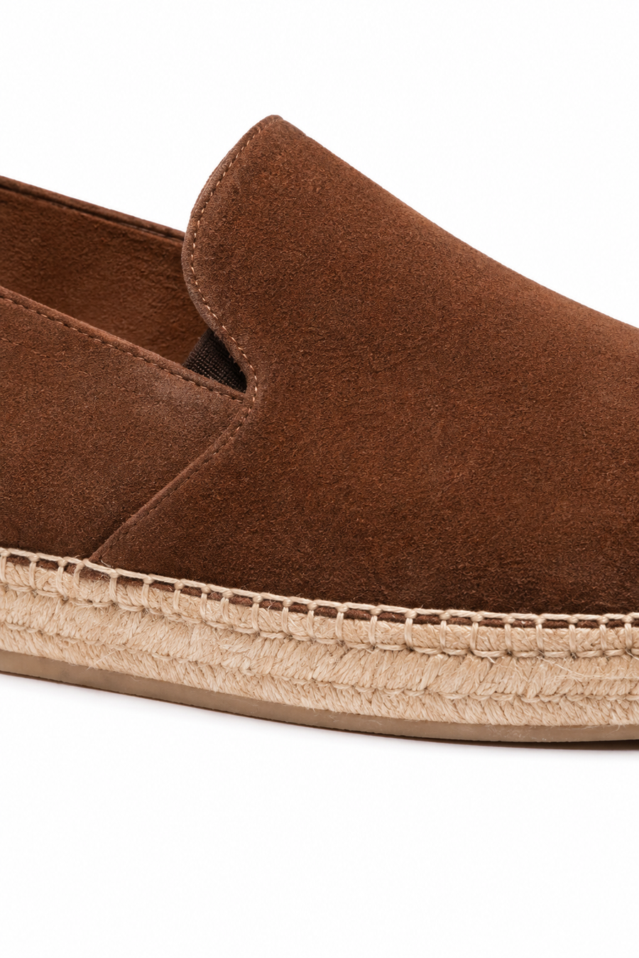 Zamszowe mokasyny espadryle · Kawowy — Widok 3
