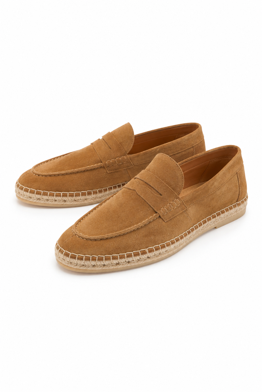 Mokasyny espadryle z metalowym detalem · Kamelowy — Widok 2