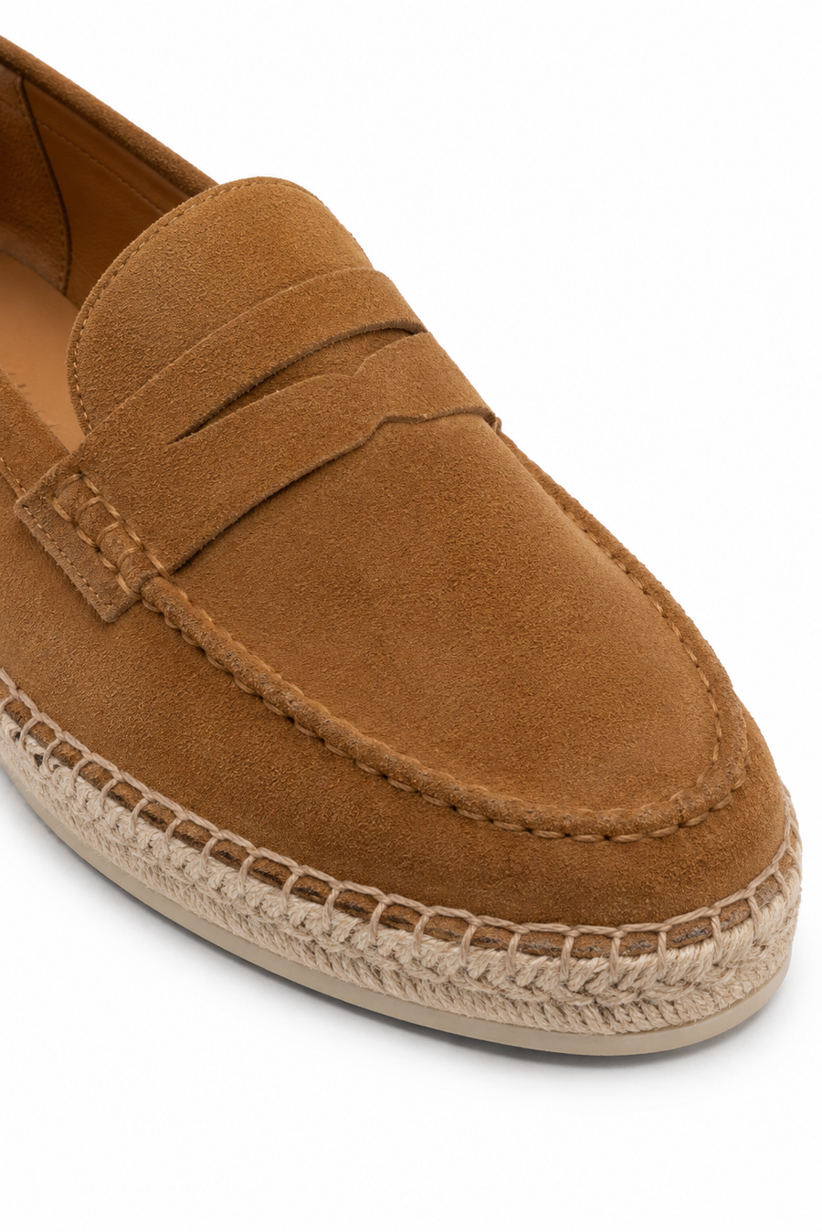 Mokasyny espadryle z metalowym detalem · Kamelowy — Widok 3