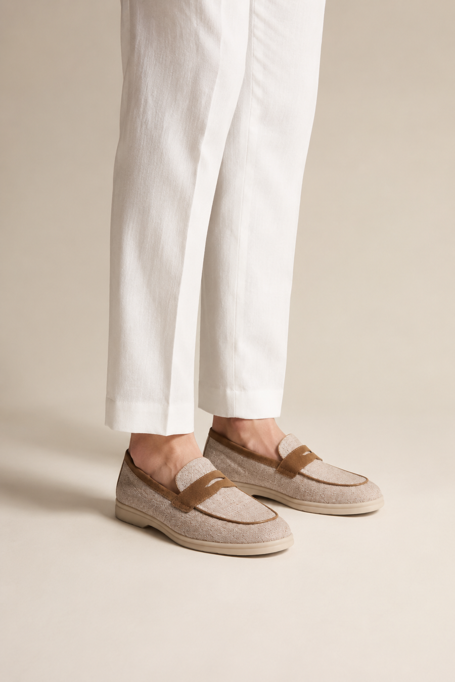 Woven horsebit loafer · Ash grey — View 4