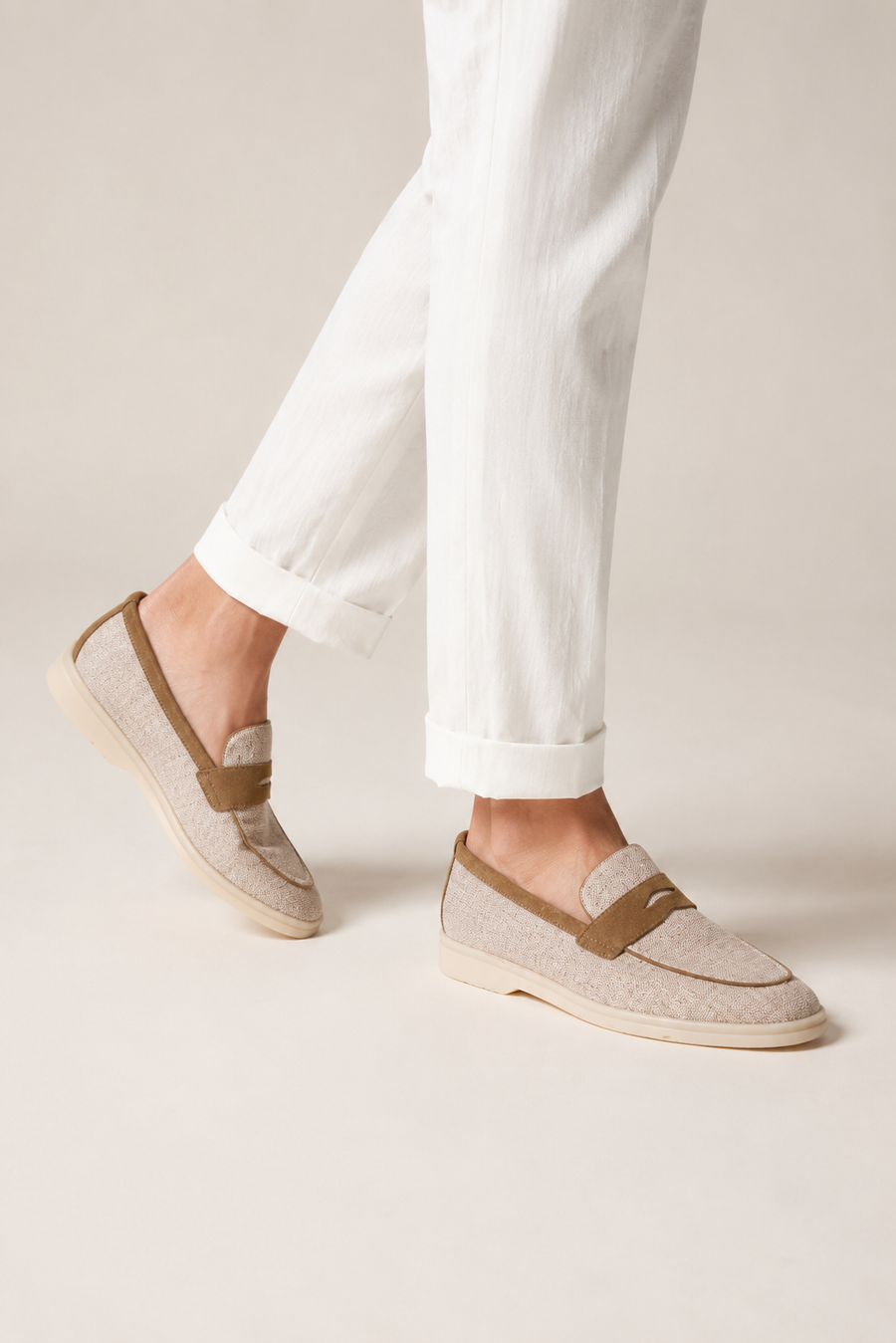 Woven horsebit loafer · Ash grey — View 5