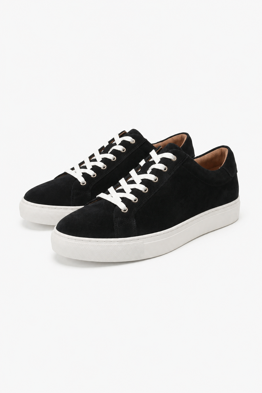Low-top suede sneaker · Black — View 2