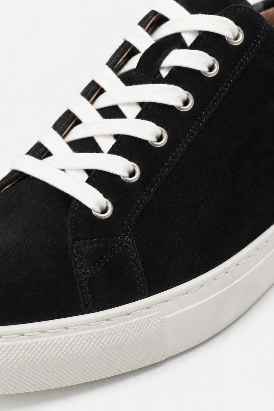 Low-top suede sneaker · Black — View 3