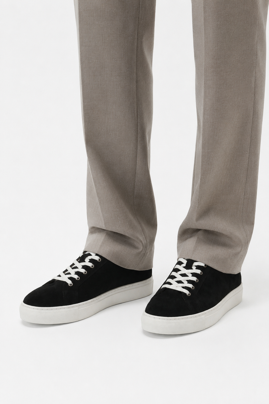 Low-top suede sneaker · Black — View 4