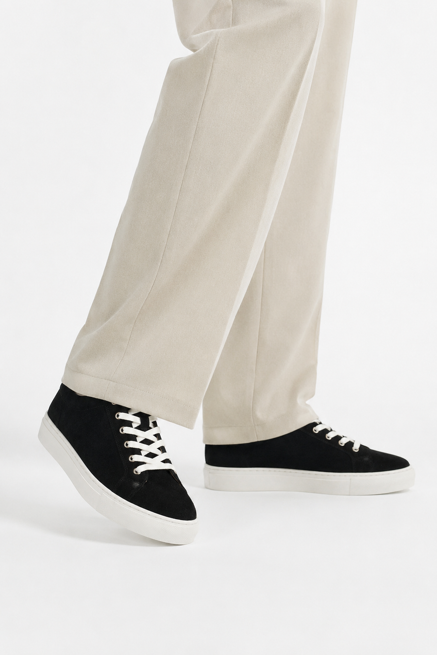 Low-top suede sneaker · Black — View 5