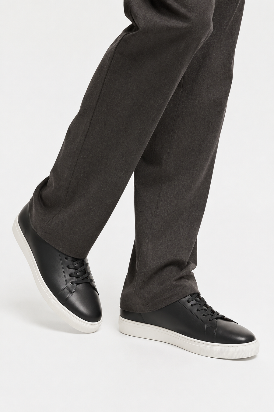 Low-top leather sneaker · Black — View 5