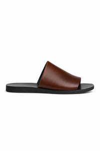 Sandale ouverte cuir · Café