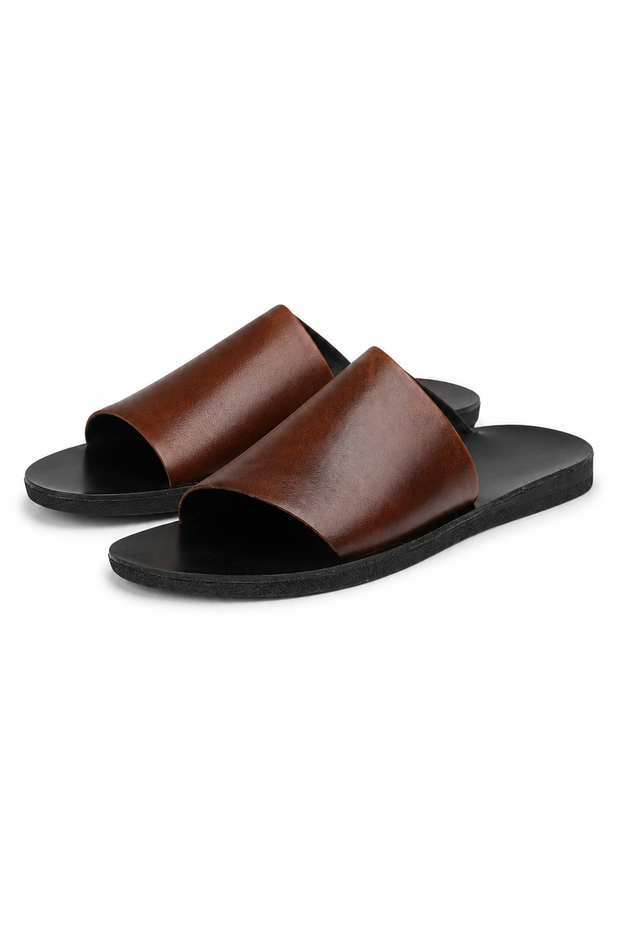 Open leather sandal · Coffee brown — View 2