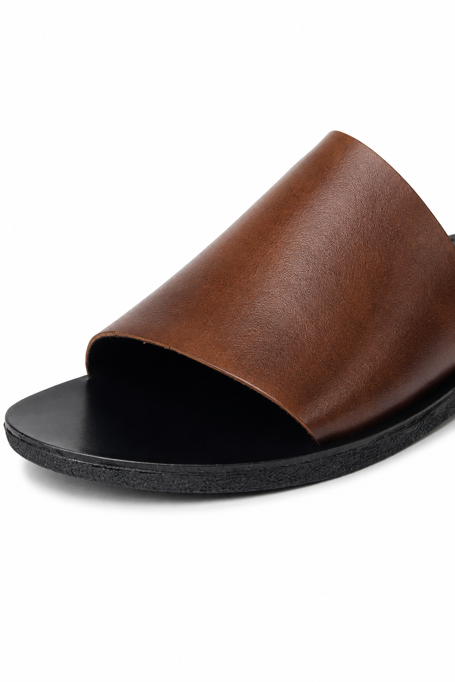 Open leather sandal · Coffee brown — View 3