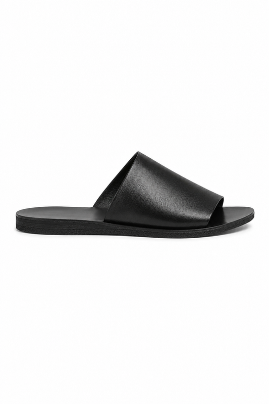 Offene Ledersandale · Schwarz