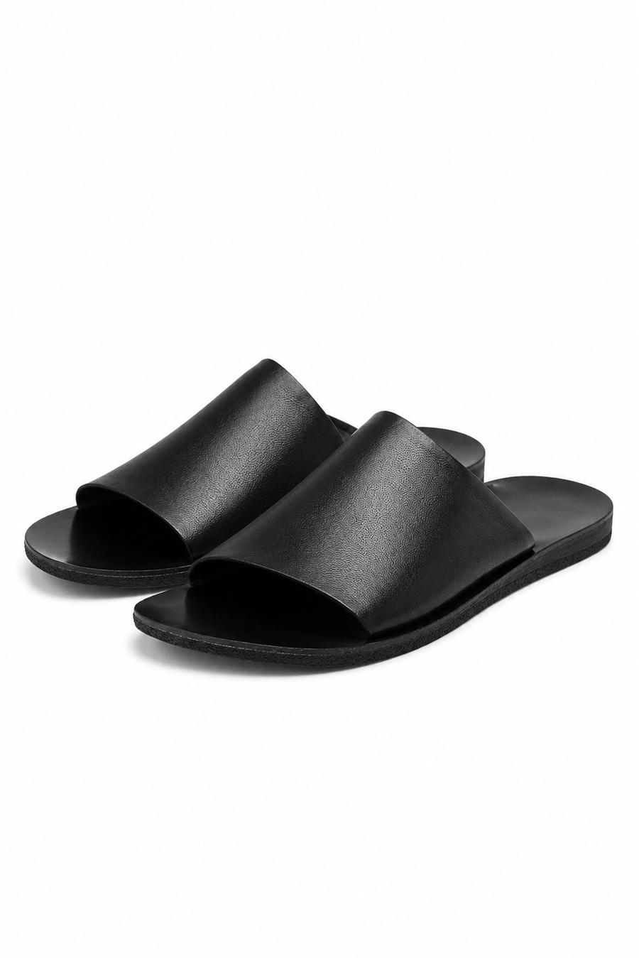 Open leather sandal · Black — View 2