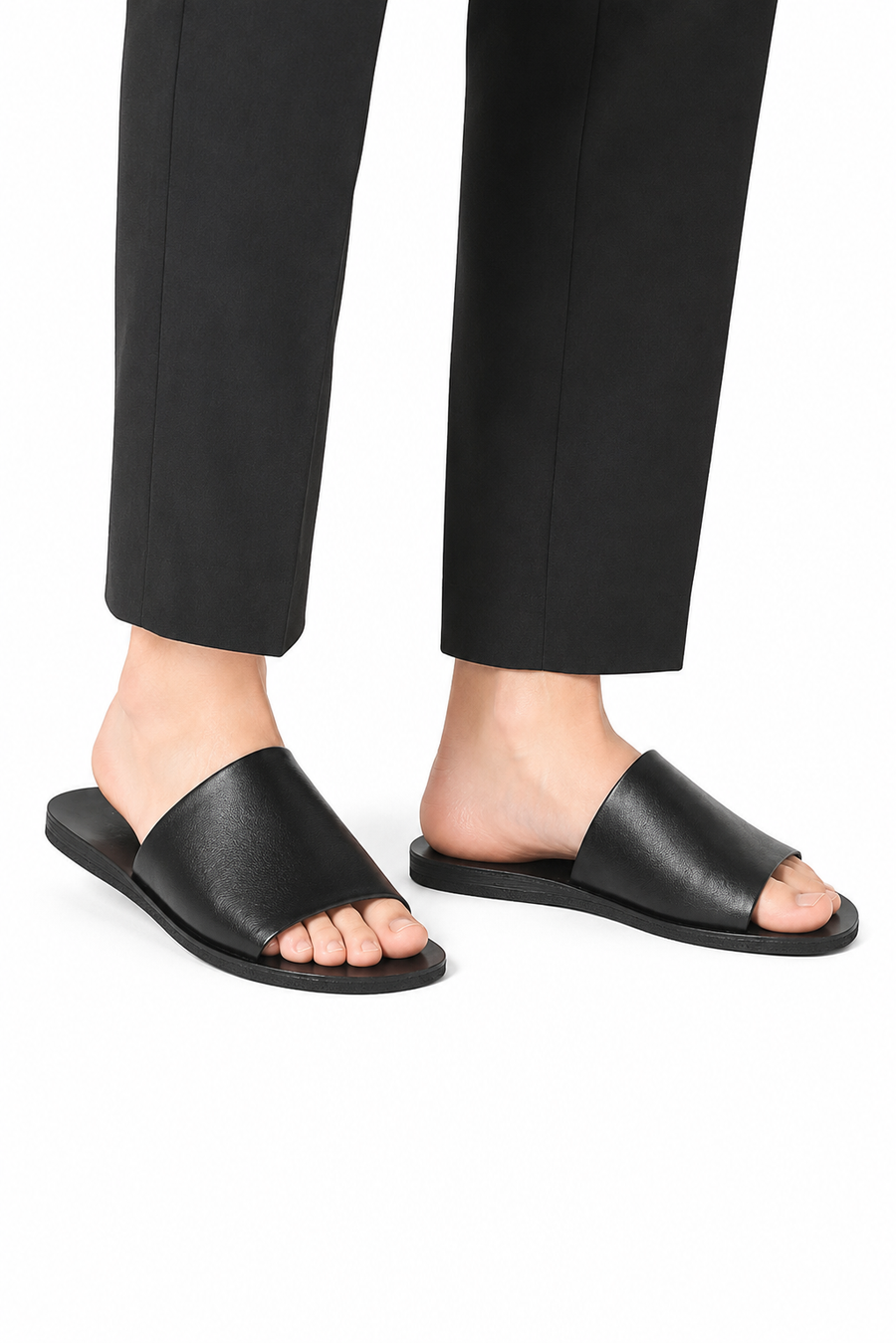 Open leather sandal · Black — View 4