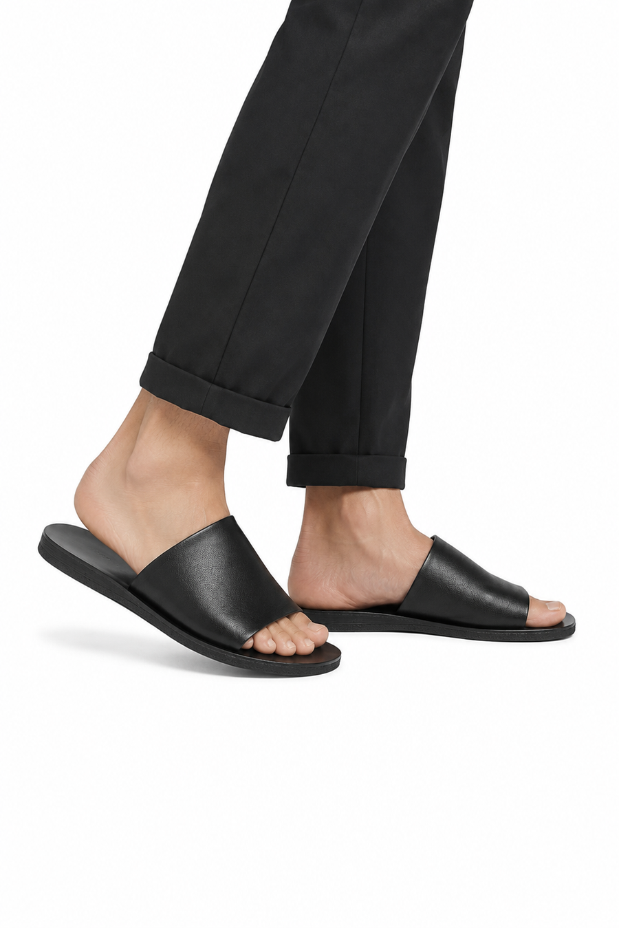 Open leather sandal · Black — View 5