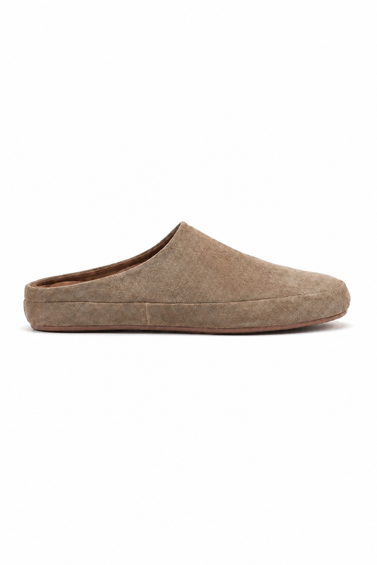 Geschlossene Mule aus Veloursleder · Khaki