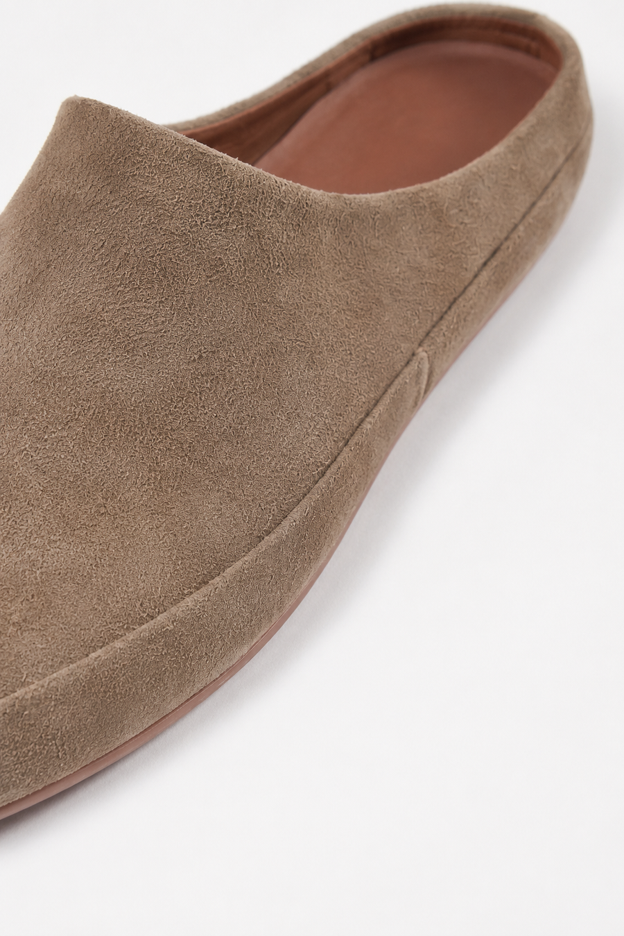 Closed-toe suede mule · Khaki — View 3