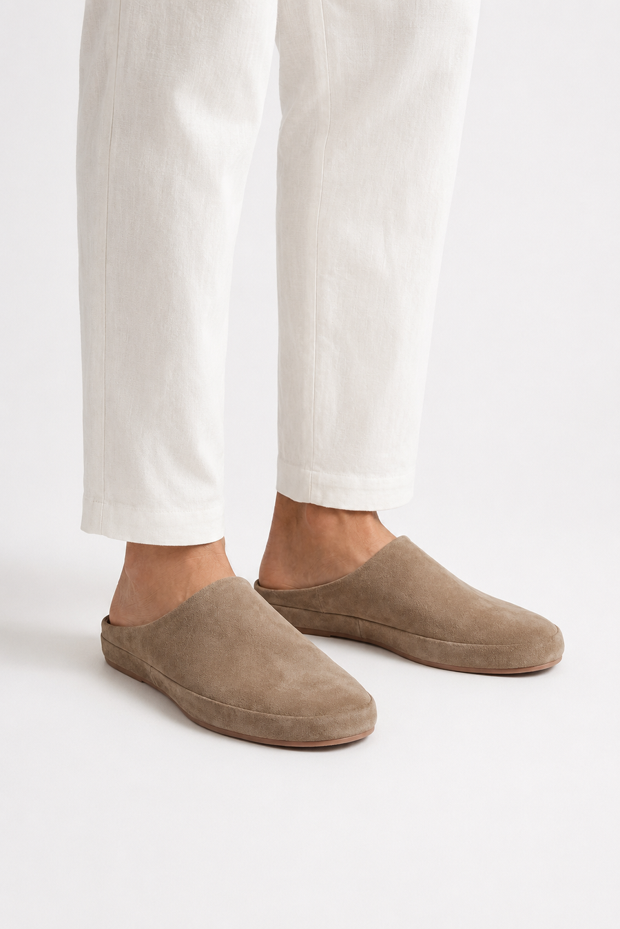 Closed-toe suede mule · Khaki — View 4