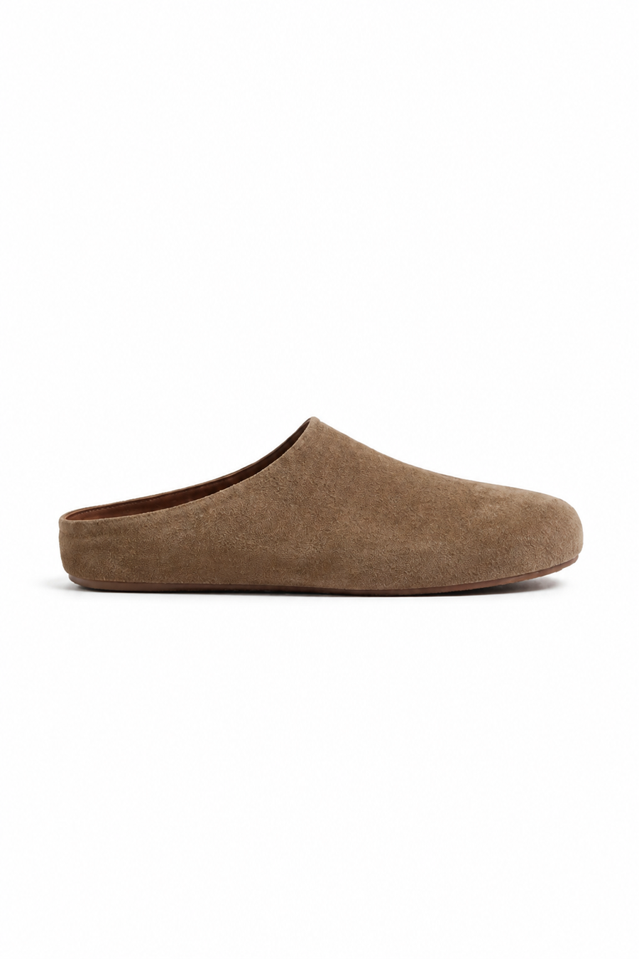 Closed-toe suede mule · Brown