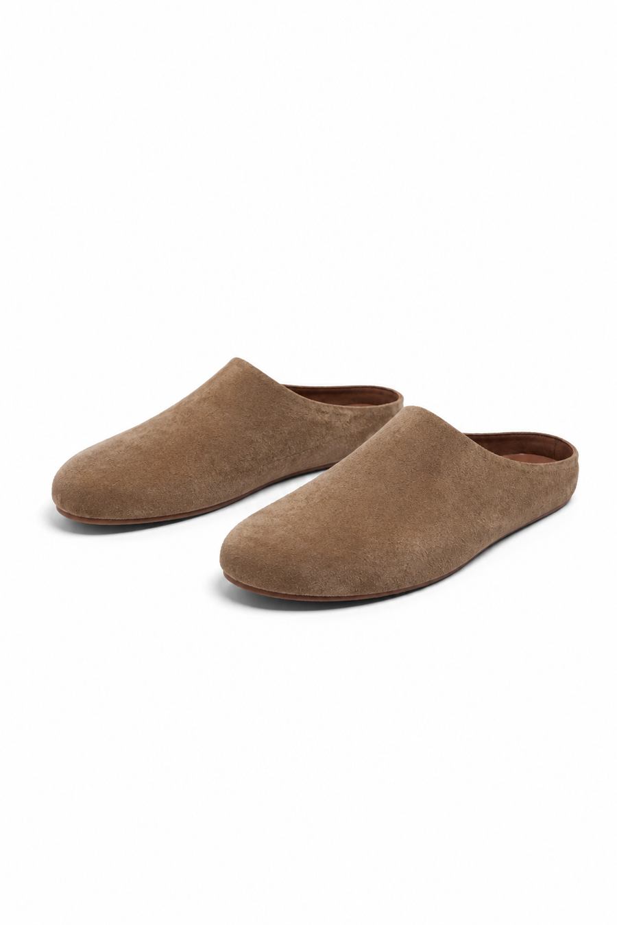 Closed-toe suede mule · Brown — View 3