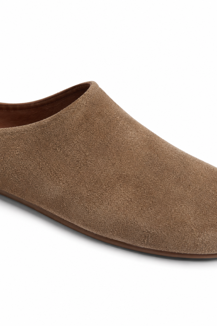 Closed-toe suede mule · Brown — View 4
