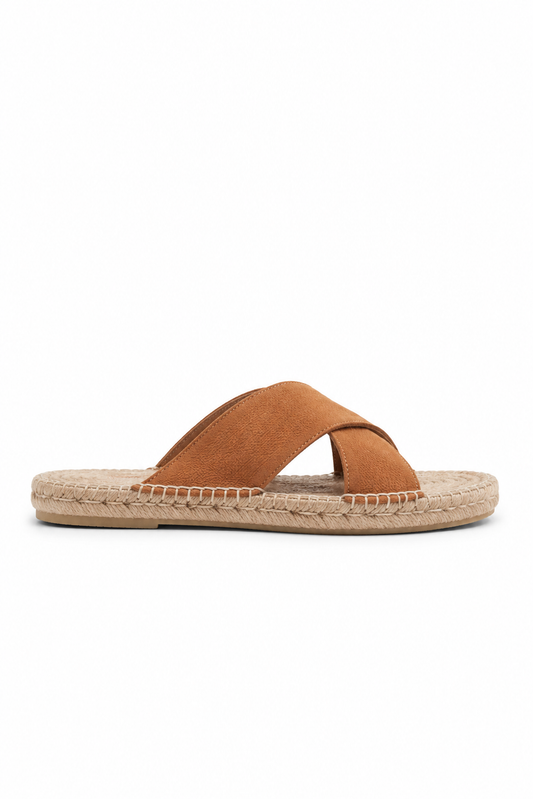 Sandalo espadrilla incrociato · Cognac