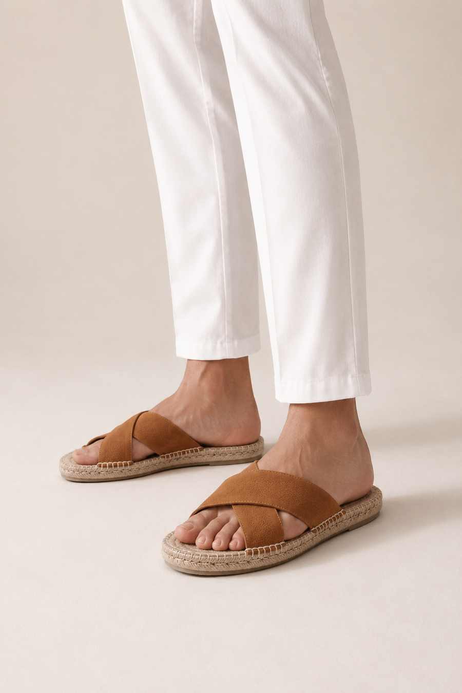 Sandalo espadrilla incrociato · Cognac — Vista 4