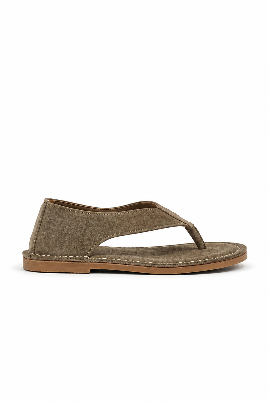 Suede toe-post sandal · Coffee brown