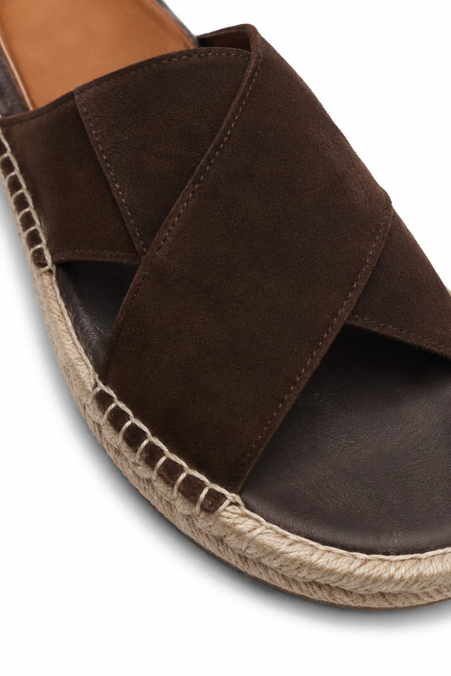 Sandália espadrille cruzada · Café — Vista 3