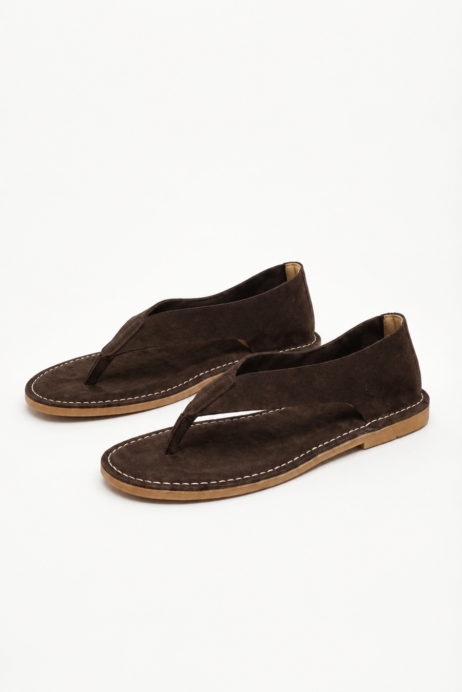 Zamszowe sandały japonki · Khaki — Widok 2