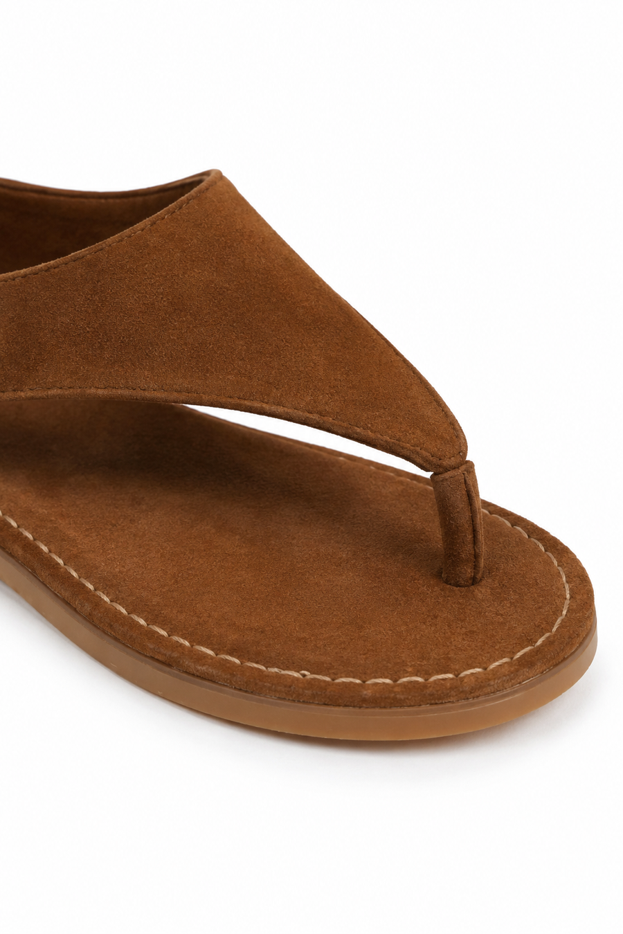 Sandale entre-doigts cuir · Marron — Vue 3