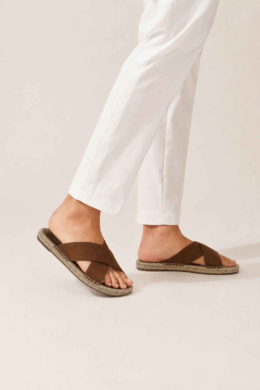 Sandale croisée espadrille · Marron — Vue 5