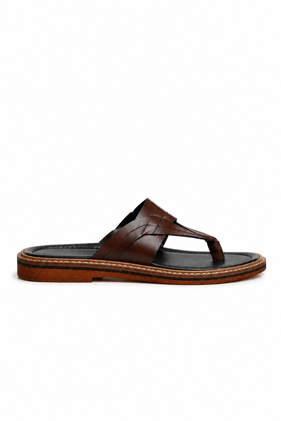Braided toe-post sandal · Brown