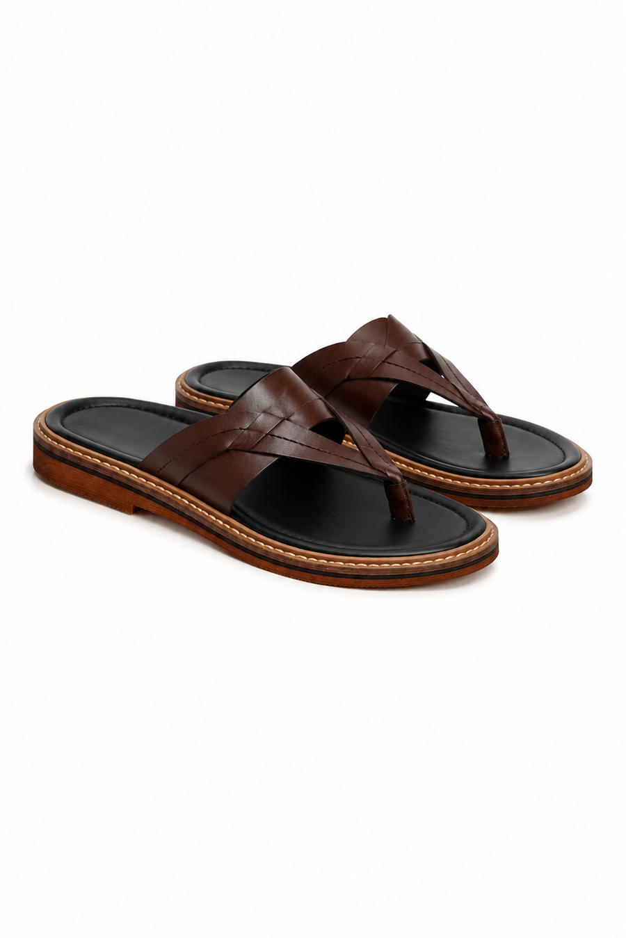 Braided toe-post sandal · Brown — View 2