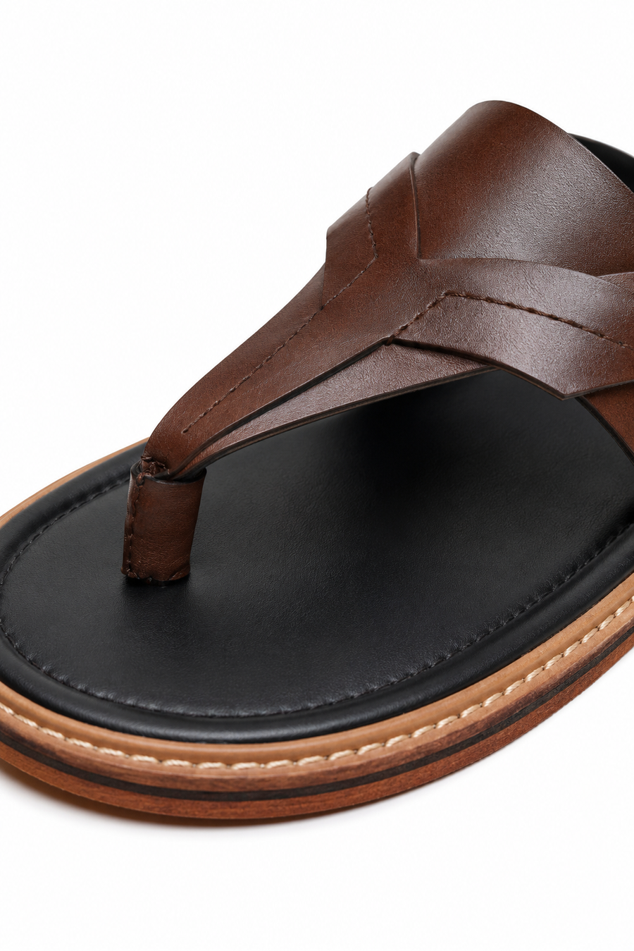 Braided toe-post sandal · Brown — View 3
