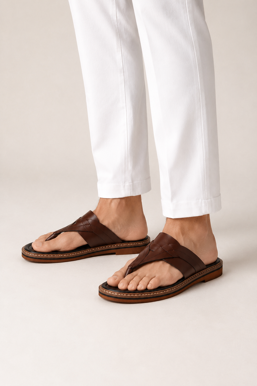 Braided toe-post sandal · Brown — View 4