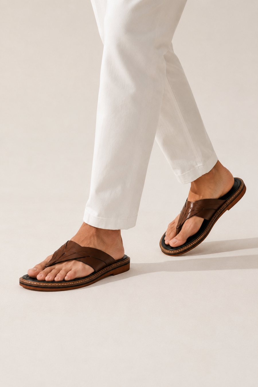 Braided toe-post sandal · Brown — View 5