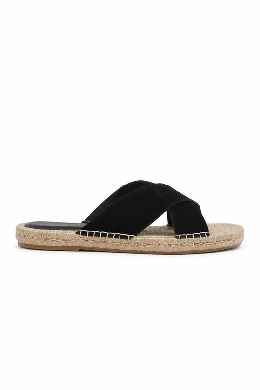 Sandalo espadrilla incrociato · Nero