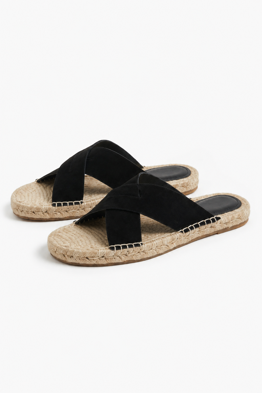 Cross-strap espadrille sandal · Black — View 2