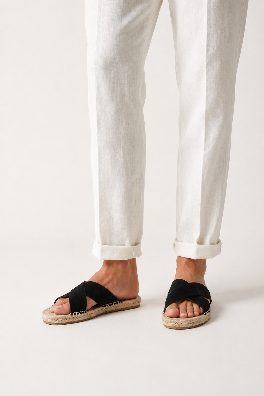 Cross-strap espadrille sandal · Black — View 4