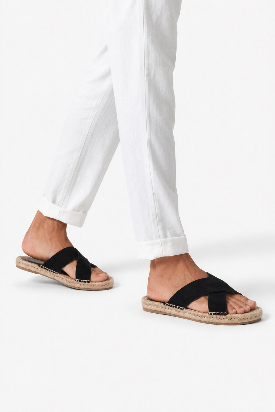 Cross-strap espadrille sandal · Black — View 5