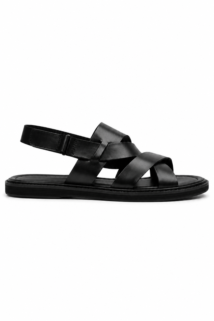 Sandalo intrecciato in pelle · Nero
