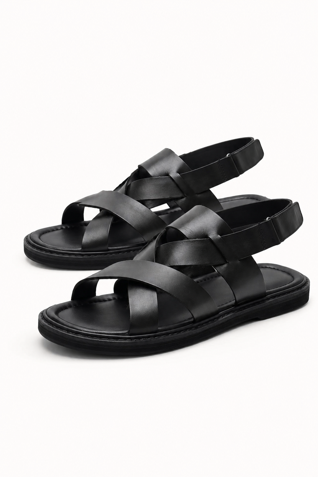Sandale tressée cuir · Noir - vue 2
