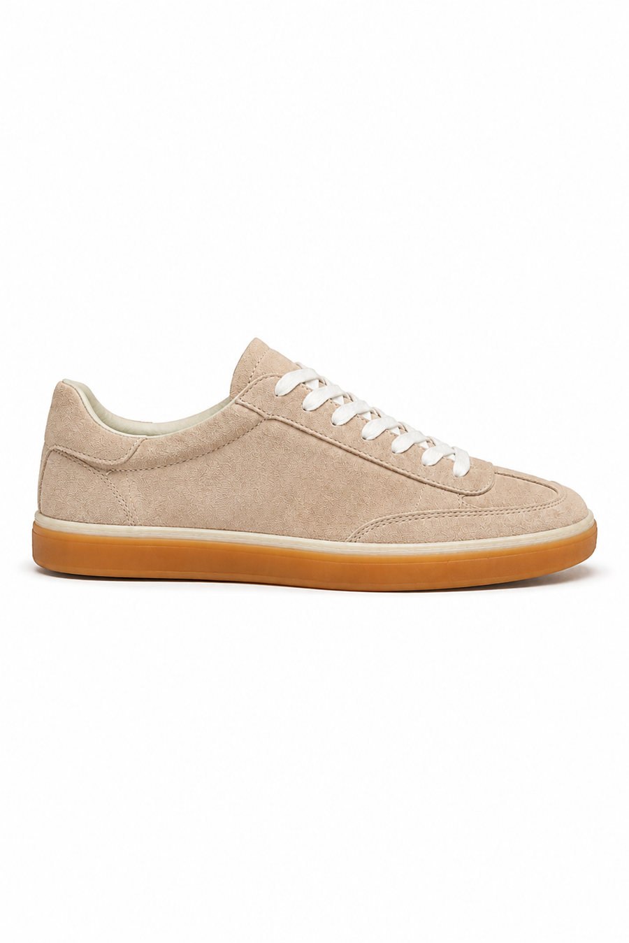 Gum-sole suede sneaker · Golden beige